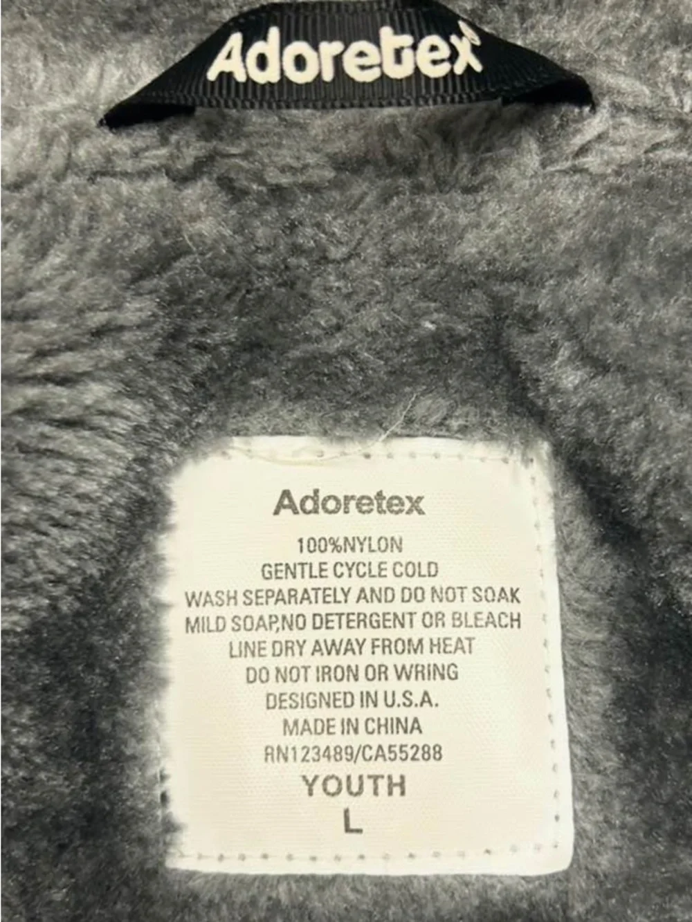 Adoretex Youth Jacket with Gray Faux Fur Lining - Picture 5 of 5